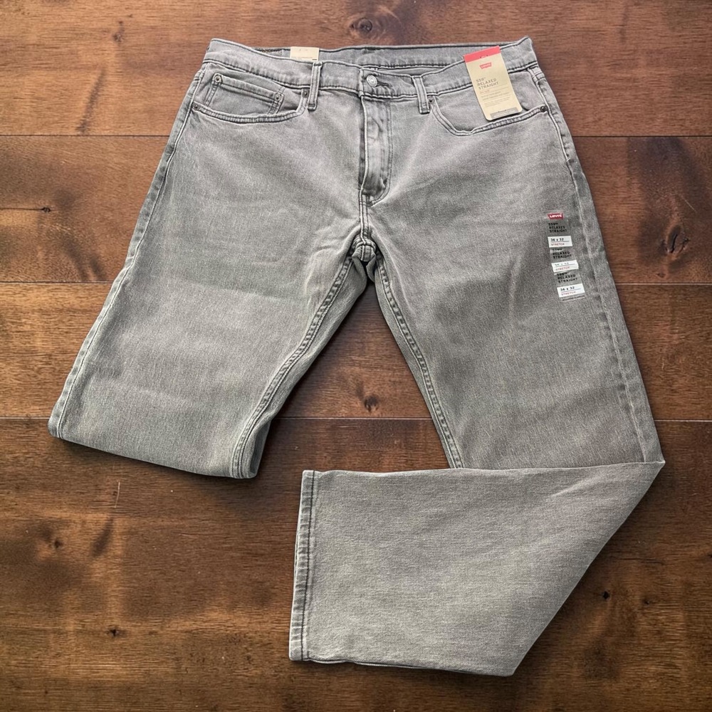 Levis 559 Relaxed Straight Jeans Mens 36x32 Grey Stretch Denim WaterLess Denim